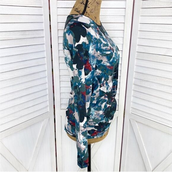 Simply Vera Vera Wang Watercolor Twist Front‎ Shirt Teal Green Small - Picture 3 of 12